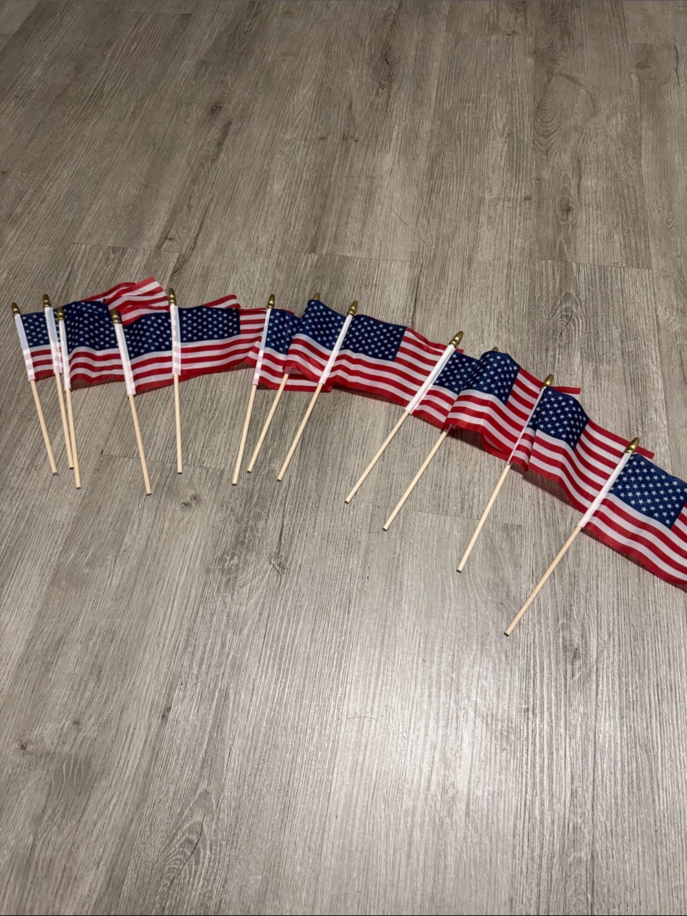 12 Mini American Stick Flags - Red, White & Blue Party Pack